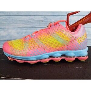 Reebok DMX Sky Running Shoes Women Pink Yellow Blue Athletic Sneakers Size 9